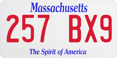 MA license plate 257BX9