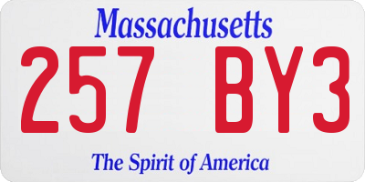 MA license plate 257BY3