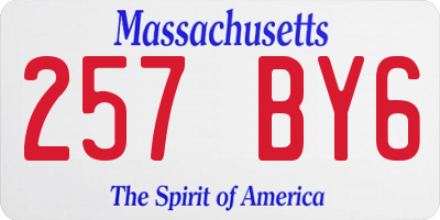 MA license plate 257BY6