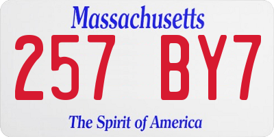 MA license plate 257BY7