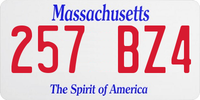 MA license plate 257BZ4