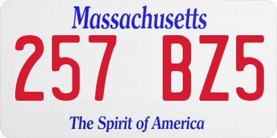 MA license plate 257BZ5
