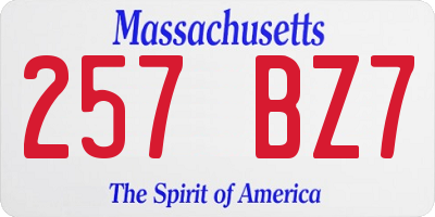 MA license plate 257BZ7