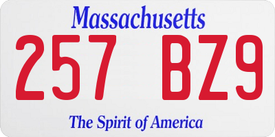MA license plate 257BZ9