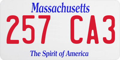 MA license plate 257CA3