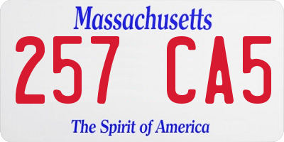 MA license plate 257CA5