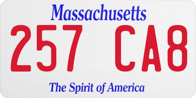 MA license plate 257CA8