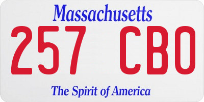 MA license plate 257CB0
