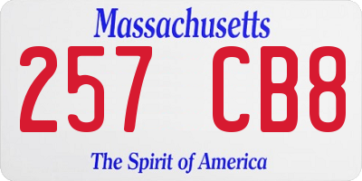MA license plate 257CB8