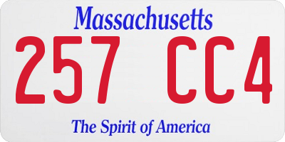 MA license plate 257CC4