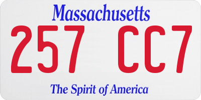 MA license plate 257CC7