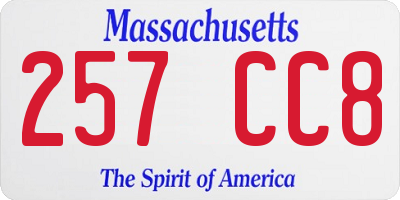 MA license plate 257CC8