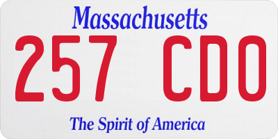 MA license plate 257CD0