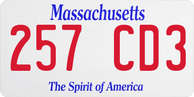 MA license plate 257CD3