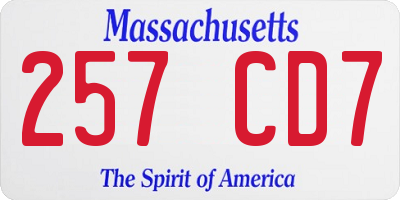 MA license plate 257CD7