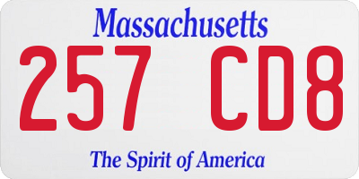 MA license plate 257CD8