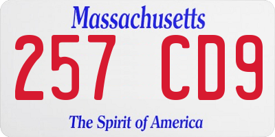 MA license plate 257CD9