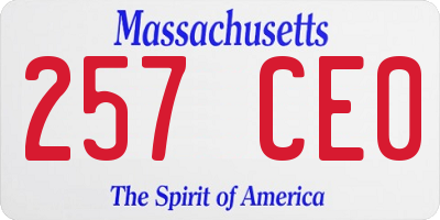 MA license plate 257CE0