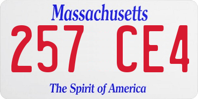 MA license plate 257CE4