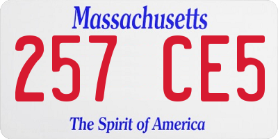 MA license plate 257CE5