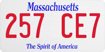 MA license plate 257CE7