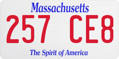 MA license plate 257CE8