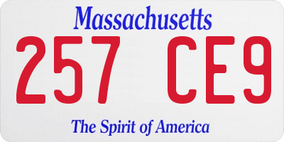 MA license plate 257CE9