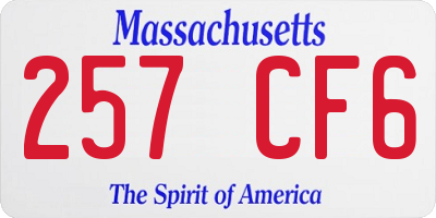 MA license plate 257CF6