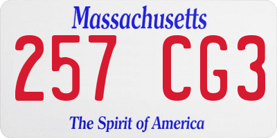 MA license plate 257CG3