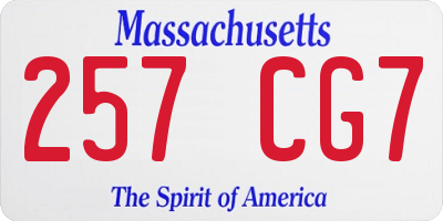 MA license plate 257CG7