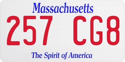 MA license plate 257CG8