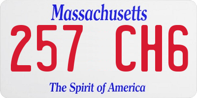 MA license plate 257CH6