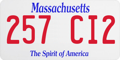 MA license plate 257CI2