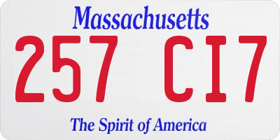 MA license plate 257CI7