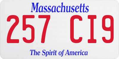 MA license plate 257CI9