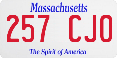 MA license plate 257CJ0