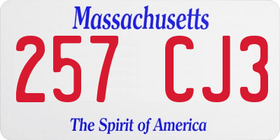 MA license plate 257CJ3