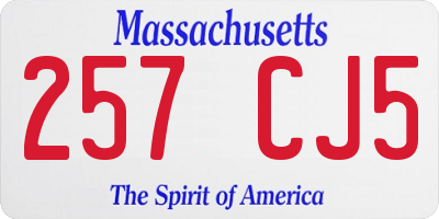 MA license plate 257CJ5