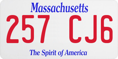 MA license plate 257CJ6