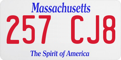 MA license plate 257CJ8