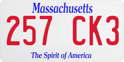 MA license plate 257CK3
