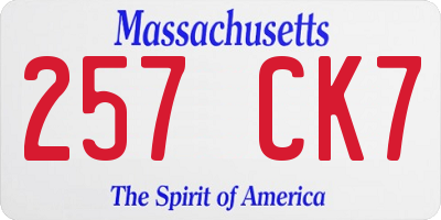 MA license plate 257CK7
