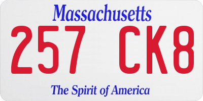 MA license plate 257CK8