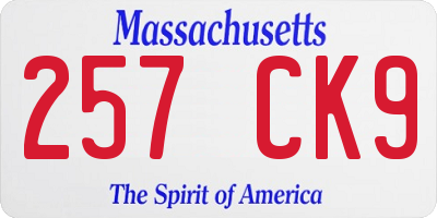 MA license plate 257CK9