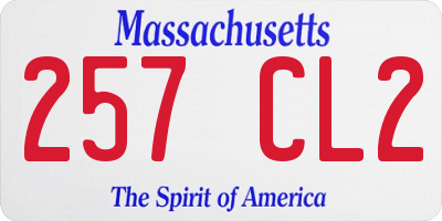 MA license plate 257CL2