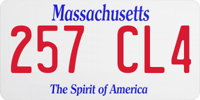 MA license plate 257CL4