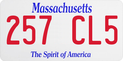 MA license plate 257CL5