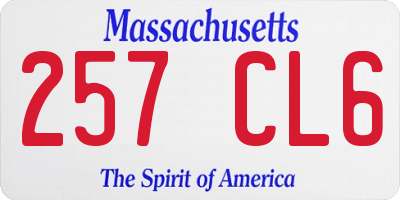 MA license plate 257CL6