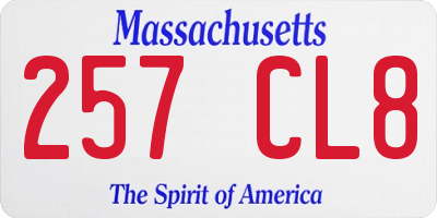 MA license plate 257CL8
