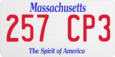MA license plate 257CP3
